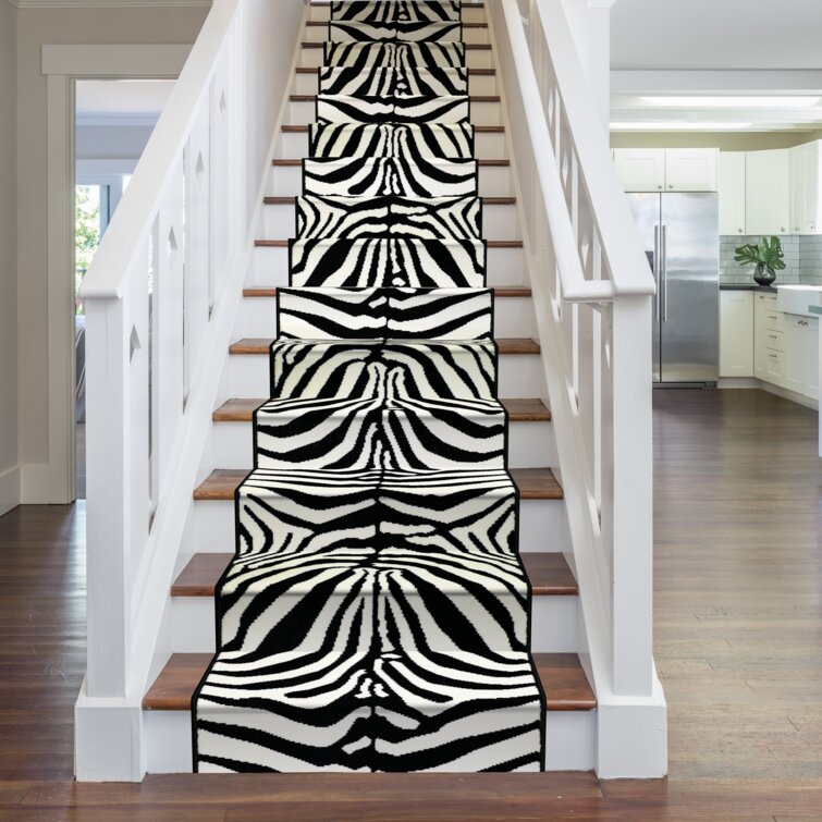 Stair runner black deals and white